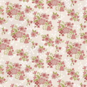 Quilting Patchwork Sewing Fabric Blume and Grow Pink Floral on Cream 50x55cm FQ