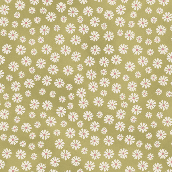 Quilting Patchwork Sewing Fabric Blume and Grow Floral White Daisy Green 50x55cm FQ
