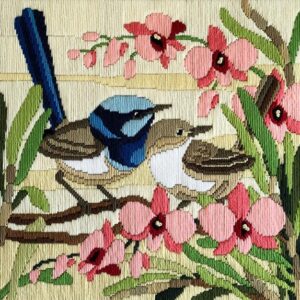 Country Threads Long Stitch Kit Blue Wrens Orchid Including Threads