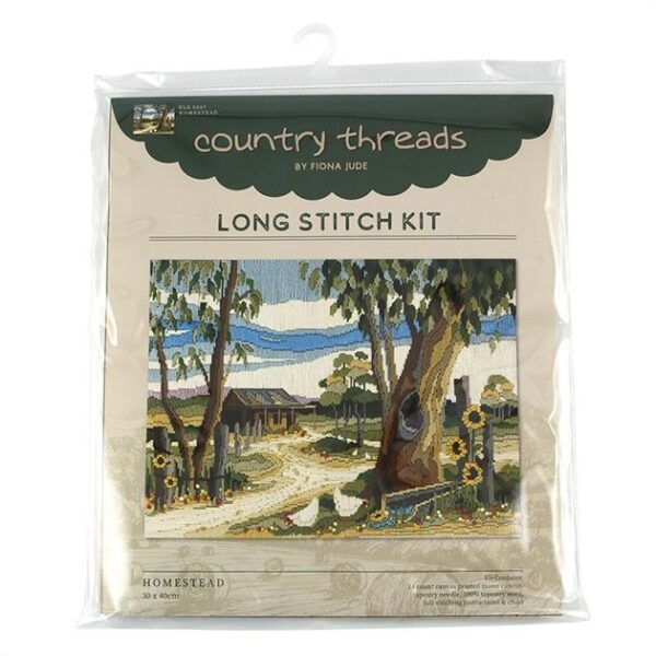 Country Threads Long Stitch Kit Homestead 30x40cm Including Threads