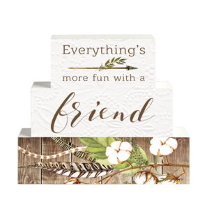 French Country Wooden Set of Blocks More Fun With Friend Sign