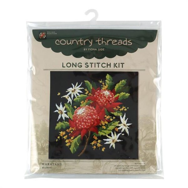Country Threads Long Stitch Kit Waratahs 30x30cm Including Threads
