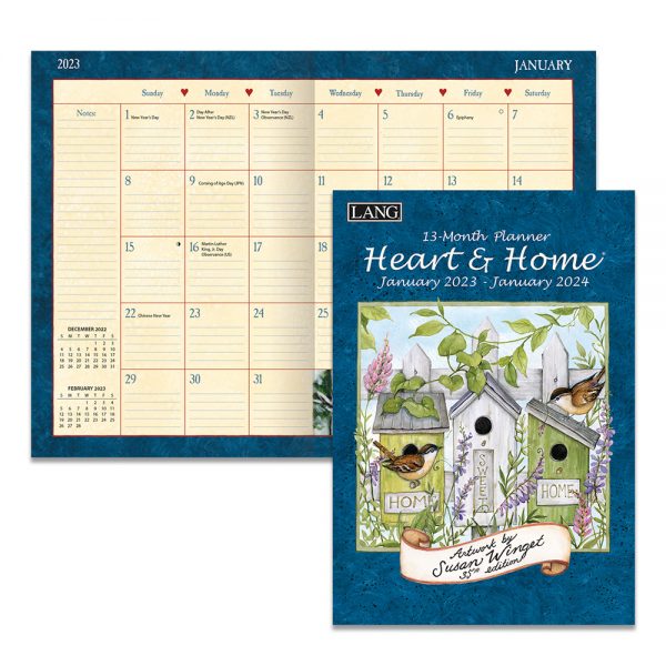 Lang 2023 13 Monthly Planner Heart and Home 12 Inch Diary