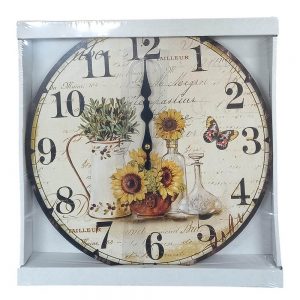 Clock French Country Wall Hanging Clocks Sunflowers 34cm