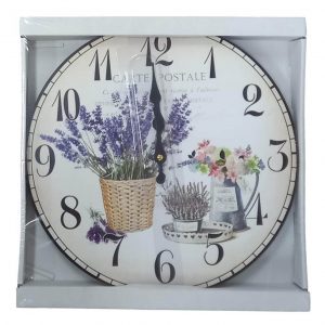 Clock French Country Wall Hanging Lavender Carte Postale 34cm