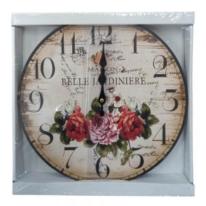 Clock French Country Wall Hanging Clocks Belle Jardiniere Roses 34cm