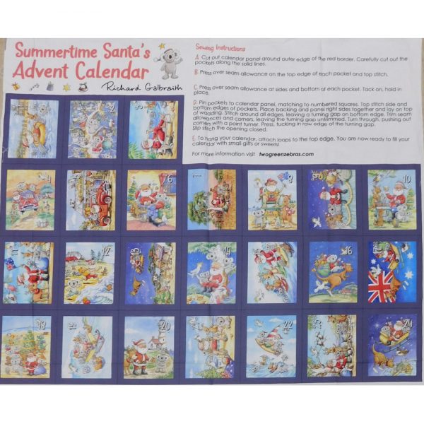 Patchwork Quilting Sewing Fabric Summertime Santa Panel 70x110cm