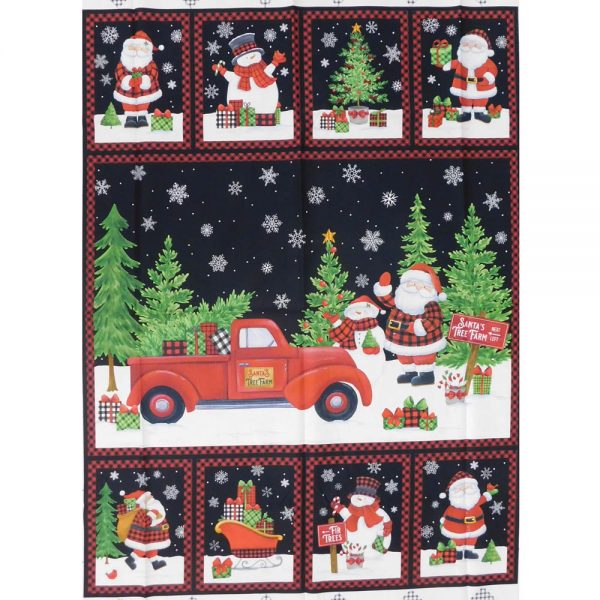 Patchwork Quilting Sewing Fabric Christmas Santas Tree Panel 92x110cm