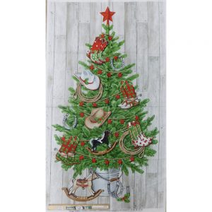 Patchwork Quilting Sewing Fabric Howdy Christmas Tree Panel 65x110cm