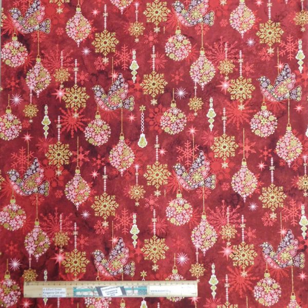 Patchwork Quilting Sewing Fabric Christmas Joy Red 50x55cm FQ