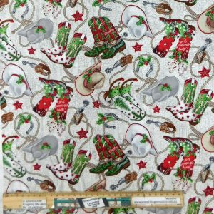 Patchwork Quilting Sewing Fabric Cowboy Christmas 50x55cm FQ