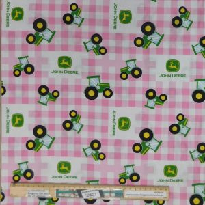 Patchwork Quilting Sewing Fabric John Deere Pink Plaid 50x55cm FQ