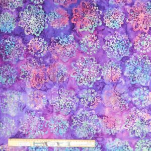 Quilting Patchwork Batik Fabric Flower Mandala Purples 50x55cm FQ