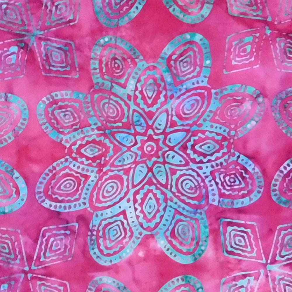 Pink FQ Fat Quarter Fabric Mandala Circle Patterns 100% Cotton Quilting 