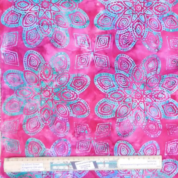 Quilting Patchwork Batik Fabric Large Mandala Fuchsia 50x55cm FQ