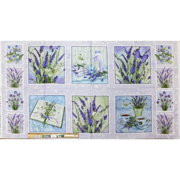 Patchwork Quilting Sewing Fabric Lavender Garden Panel 61x110cm