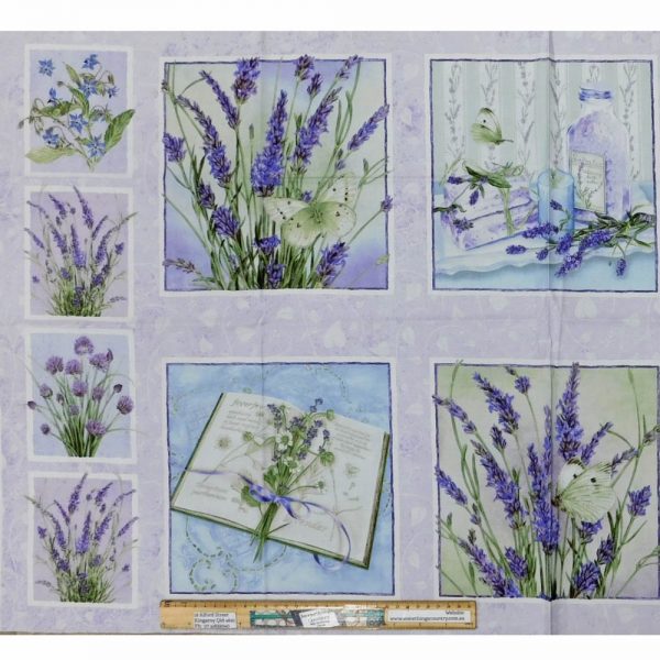 Patchwork Quilting Sewing Fabric Lavender Garden Panel 61x110cm
