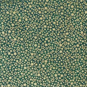 Patchwork Quilting Sewing Fabric Green Metallic Stars 50x55cm FQ