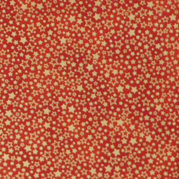 Patchwork Quilting Sewing Fabric Red Metallic Stars 50x55cm FQ