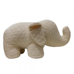 French Country Weighted Cream Fabric Elephant Door Stopper