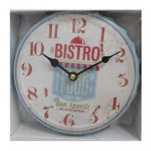 Clock French Country Wall Hanging Small Metal Bistro