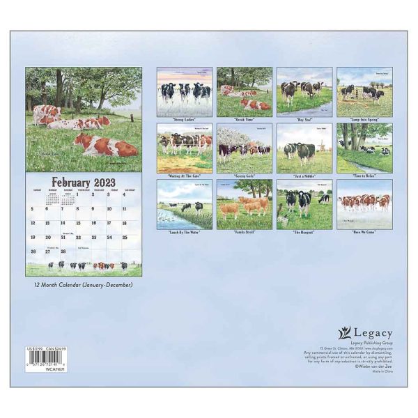 Legacy 2023 Calendar Cows in the Meadow Calender Fits Wall Frame