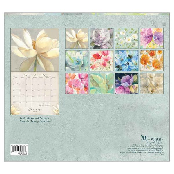 Legacy 2023 Calendar Blooms and Blessings Calender Fits Wall Frame