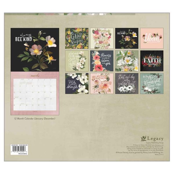 Legacy 2023 Calendar Inspired Blooms Calender Fits Wall Frame