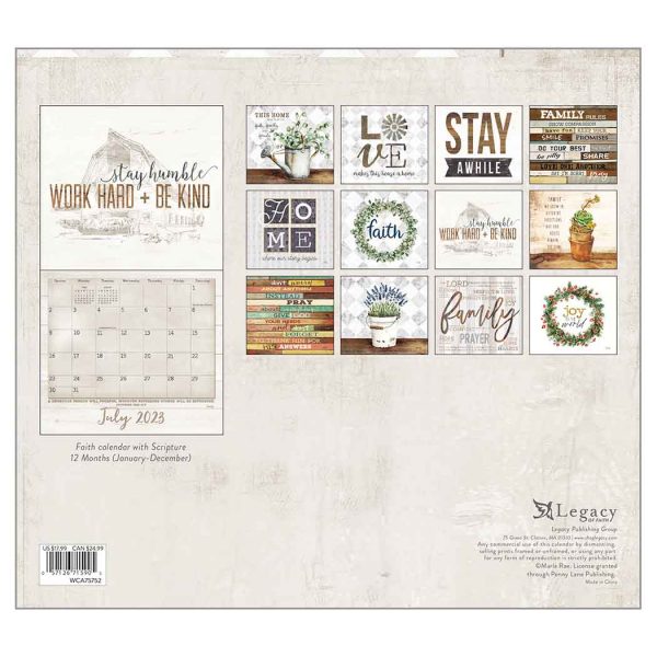 Legacy 2023 Calendar Faith and Family Calender Fits Wall Frame Scipture