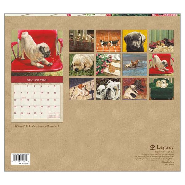 Legacy 2023 Calendar Puppies Calender Fits Wall Frame