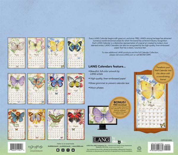 Lang 2023 Calendar Butterflies Calender Fits Wall Frame
