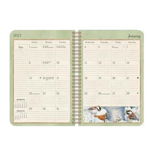 Lang 2023 Spiral Engagement Planner Birds in the Garden Diary
