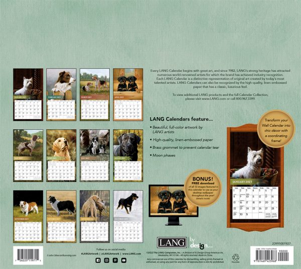 Lang 2023 Calendar Love of Dogs Calender Fits Wall Frame