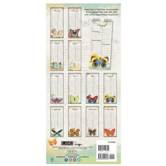 Lang Special Date Organizer Butterflies Perpetual Calendar