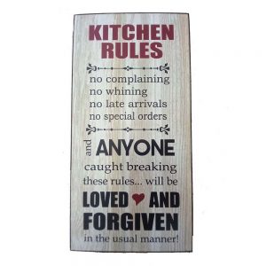 Country Farmhouse Wooden Sign Kitchen Rules 40x20cm Plaque