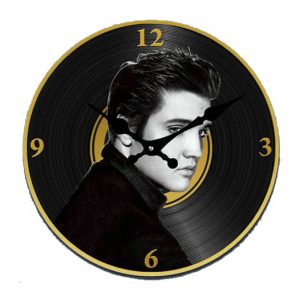 Clock French Country Wall 30cm Elvis Gold Record Glass Clocks