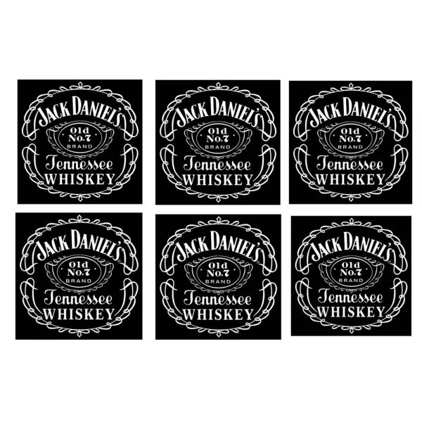 Country Kitchen Glass Coasters Set of 6 Jack Daniels Dining