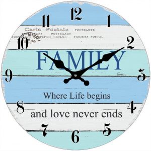 Clock French Country Wall 30cm Family Where Life Begins Glass Clocks