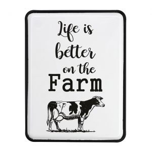 Country Metal Enamel Farmhouse Sign Life Better on the Farm Plaque