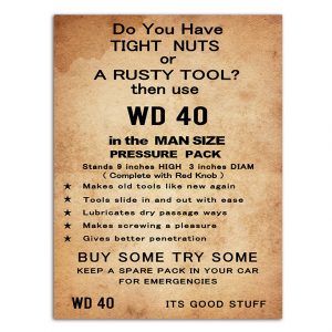 Country Metal Tin Sign Wall Art WD40 Rusty Tools Plaque