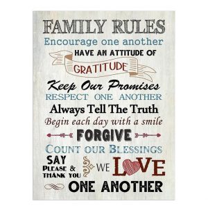 Country Metal Tin Sign Wall Art Family Rules 40x30cm Plaque