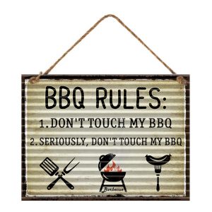 Country Metal Tin Sign Wall Art BBQ Rules 30x40cm Plaque