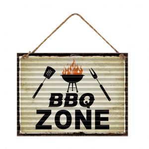 Country Metal Tin Sign Wall Art BBQ Zone 30x40cm Plaque