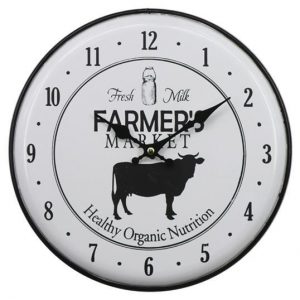 French Country Retro Wall Clock 62cm Farmers Market Cow
