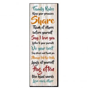 Country Farmhouse Wooden Sign Family Rules 90x30cm Plaque