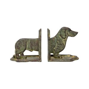 French Country Wrought Iron Art Dachshund Book Ends Metal
