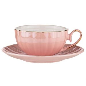 French Chic Kitchen Tea Cup and Saucer Parisienne Pearl Marshmallow
