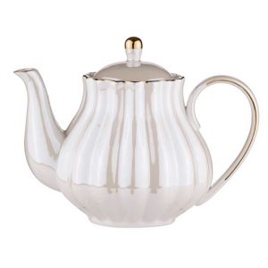 French Chic Kitchen Tea Pot Parisienne Pearl White Teapot Giftboxed