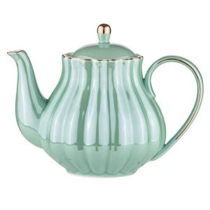 French Chic Kitchen Tea Pot Parisienne Pearl Aquamarine Teapot