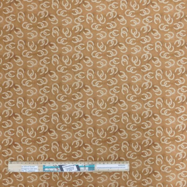 Quilting Patchwork Cotton Sewing Fabric Horseshoes Brown 1 Meter